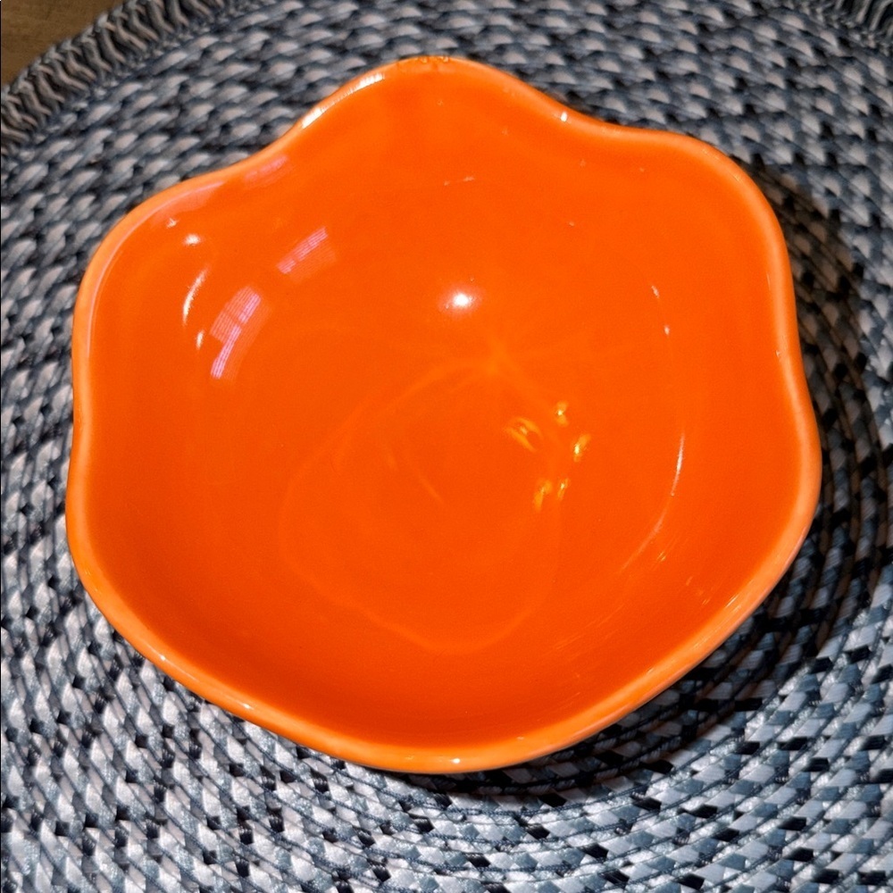 Crate&Barrel Small Vibrant Orange Footed Bowl - Picture 2 of 5